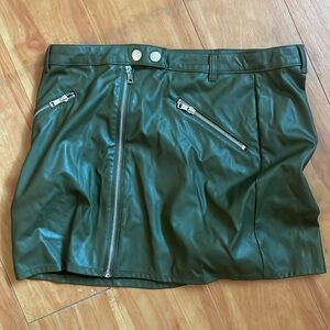 Green leather skirt